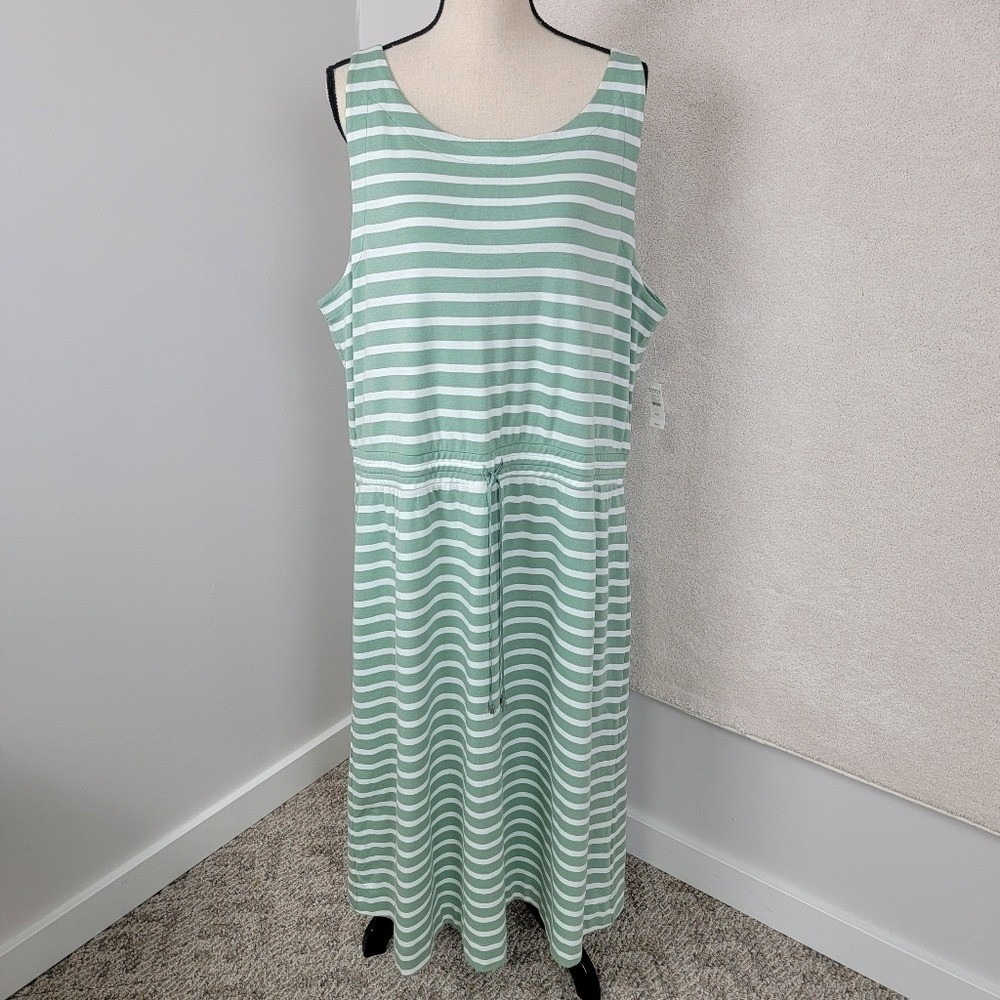 NWT Talbots Striped‎ Midi Dress, Green, Size XXL, Coastal Grandmother - Picture 2 of 9